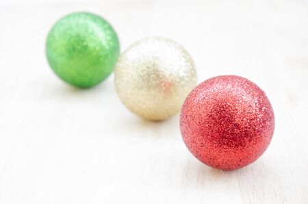 Christmas tree ball on wooden background