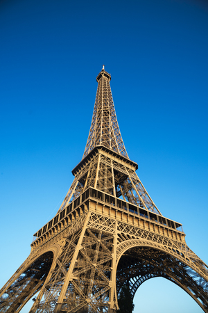 Eiffel tower and beautiful clear blue sky in Summerの写真素材