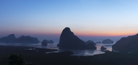 Panoramic view of Phang-Nga bay from Samet-Nang-She view pointの写真素材