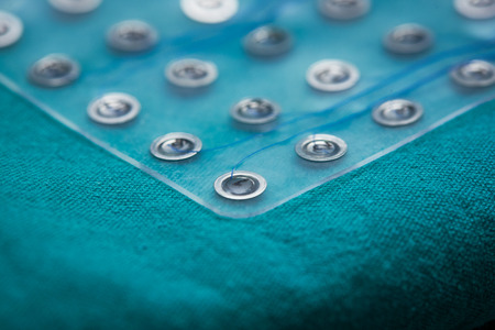 Close-up view of subdural grid electrode for recording brain waves in epilepsy surgeryの写真素材