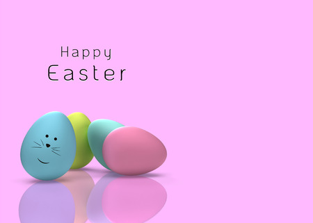 Happy Easter. Set of decorative easter eggs with on pastel background.の写真素材