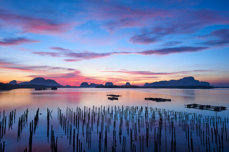 Scene of beautiful sky and clouds at Sam-Chong-Tai village, Phang-Nga, Thailandの写真素材