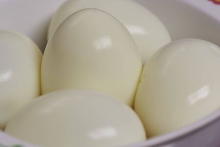 Close-up view of boiled eggs in the bowl