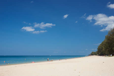 Krabi, Thailand-March 4, 2020: Tourists on beautiful beach  at Phra Ae beach, Lanta island, Krabi, Thailand. Beautiful blue sky, white sand and blue seaのeditorial素材