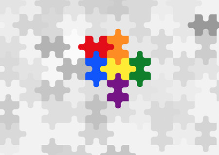 Background pattern of rainbow puzzle. Symbol of lesbian, gay, bisexual, transgender and peace. Pride month.のイラスト素材