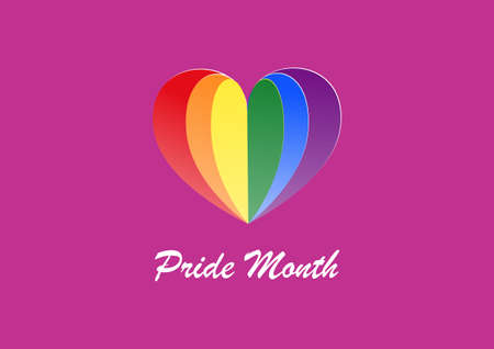 Rainbow heart shape on pink background. Pride month. Lbgt, gay, bisexsual, transgender, peace symbol.のイラスト素材