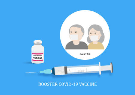 Booster dose covid-19 vaccine for high risk people, elderly age more than 65 for high immunity against delta variantのイラスト素材