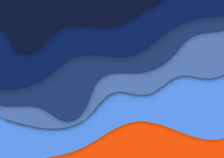 Abstract geometric blue color wavy elements background. Paper cut designs.vector illustration.のイラスト素材