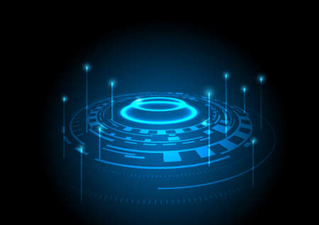 Abstract futuristic technology circle on blue background. Vector illustration.