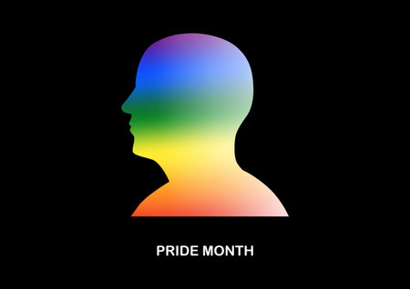 Human head with rainbow colors. LGBT pride symbol on black background.のイラスト素材