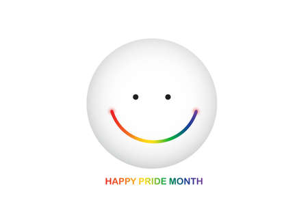 Happy pride month. Cute rainbow smiling face emoticon. LGBTQ, gay, lesbian, transgender, bisexual symbol.のイラスト素材