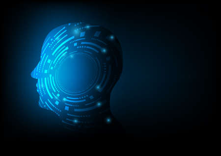Futuristic abstract background  human head on black background. Vector illustration.のイラスト素材
