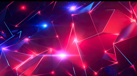 Abstract background with glowing triangles. Futuristic technology style. Generative AI.の素材