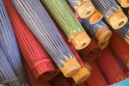 Handmade bamboo umbrella thailand