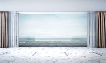 new 3d rendering sea view living spaceの写真素材
