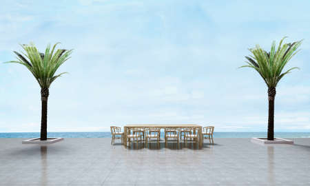 3D render outdoor dining tableの写真素材