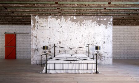 minimal vintage bedroomの写真素材