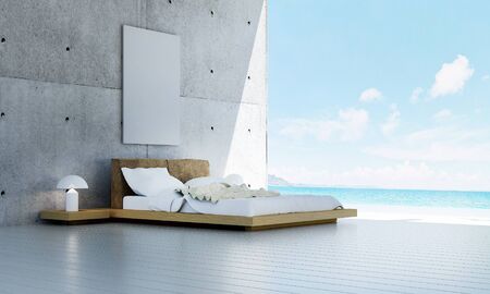 loft bedroom and sea viewの写真素材