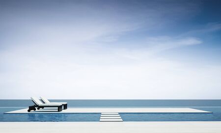 outdoor day bed and sea viewの写真素材