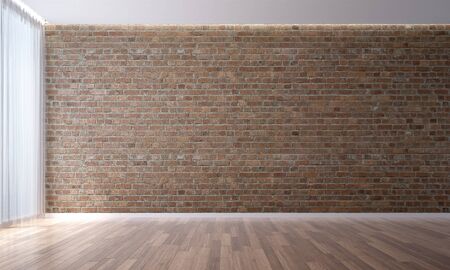 The 3D rendering interior scene design of Empty room and red brick wall texture