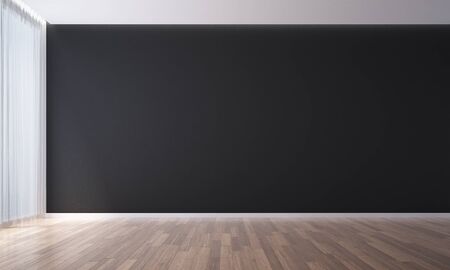 The 3D rendering interior scene design of Empty room and black wall living roomの写真素材