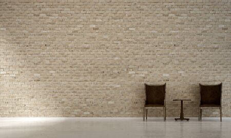 The interior design of loft living room and brick wallの写真素材