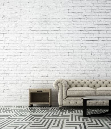 The interior design of lounge and luxury living room modern loft style and brick wallの写真素材