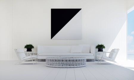 The luxury lounge and living room interior design and white wall pattern background ideaの写真素材