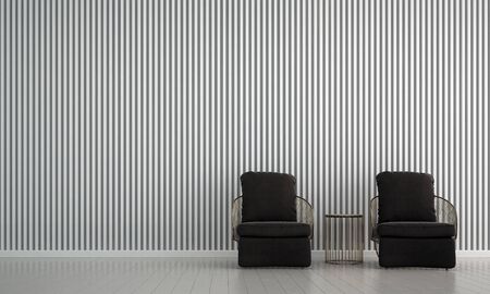 Modern minimal loft interior design of living room and concrete wall texture backgroundの写真素材