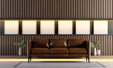 Modern living room interior design and wall pattern background and canvas frame
