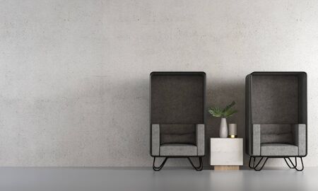 new normal living room interior design and concrete wall texture backgroundの写真素材