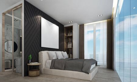 The modern bedroom and closet room interior designの写真素材
