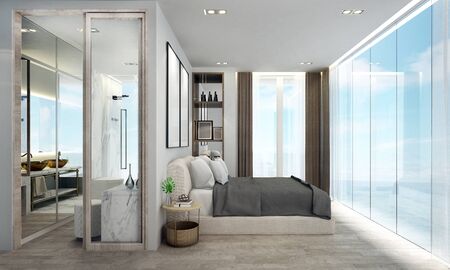 The modern bedroom and closet room interior design apartment and condoの写真素材