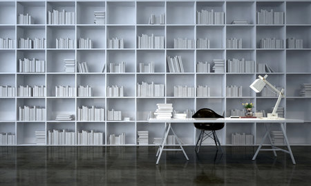 The working and study room and book shelf wall texture background interior designの写真素材