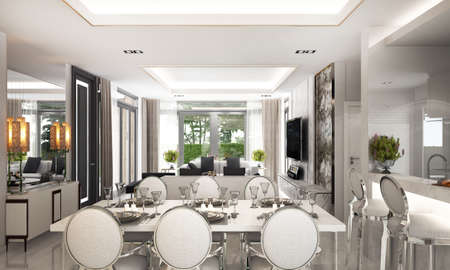 Modern interior design decoration of living room and concrete wall texture backgroundの写真素材