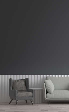 Modern living room interior design and concrete texture wall backgroundの写真素材