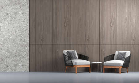 Modern interior design decoration of living room and concrete wall texture background