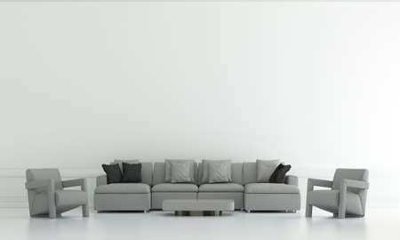 The cozy living room and mock up furniture decoration and white empty wall backgroundの写真素材