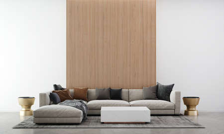Modern decoration interior design of luxury living room and marble wall texture background
