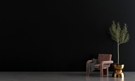 interior with armchair and vase. 3d render illustrationの写真素材