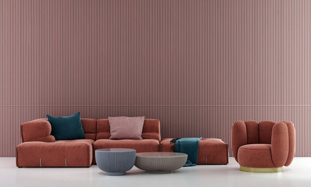 interior of modern living room with pink wall, 3d renderの写真素材