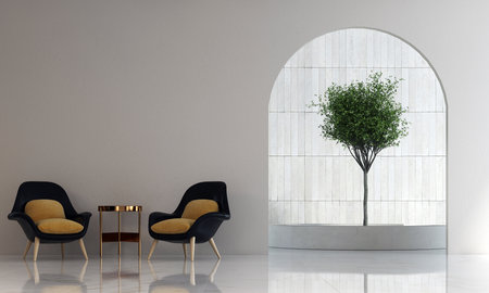 modern bright interiors 3D rendering illustration computer generated image not photosの写真素材