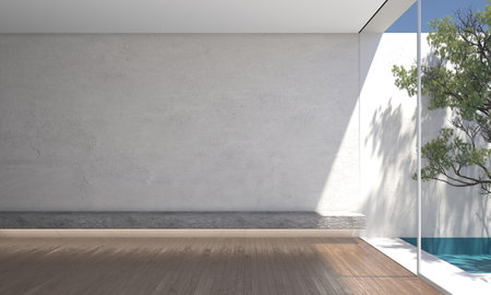 interior with large window, 3d rendered illustration   Computer generated imageの写真素材