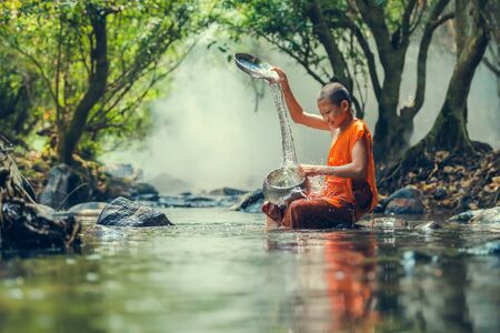 Novice Monk in Thailand.の写真素材