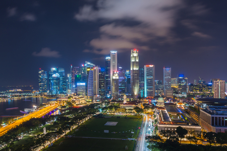 Cityscape Singapore Panoramic Night Conceptの写真素材