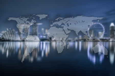 World Global Cartography Globalization ,Singapore background (Elements of this image furnished by NASA)の写真素材