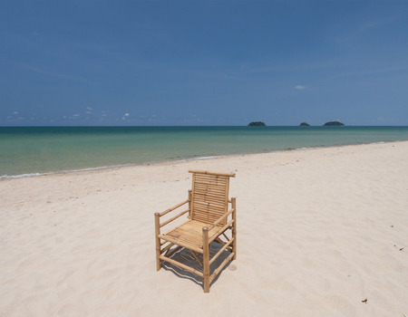Beach chair on perfect tropical white sand beachの写真素材