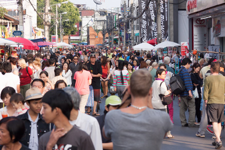 Sunday market walking street  in Chiang Mai, Thailand.のeditorial素材