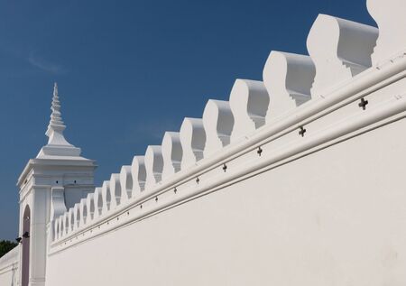 White wall and tower of the Grand Palace , Bangkok Thailandの写真素材