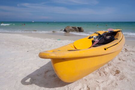 kayak on the beach at samed islandの写真素材
